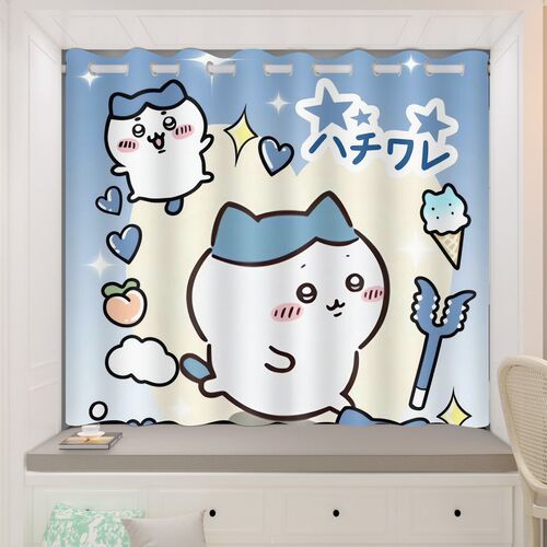 儿童房窗帘遮光2j024新款卡通乌萨齐chiikawa飘窗整套遮阳布免打
