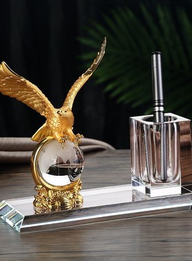 高档水晶地球仪笔筒领导老板办公室桌面公司工位摆件商务纪念礼品