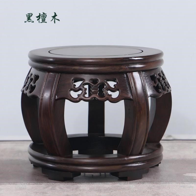 黑檀木实木质花盆底座大花瓶盆栽圆形酒坛垫高鱼缸摆件红木托 托,家居饰品,木雕,淘宝优惠券,粉丝福利购,淘宝优惠卷