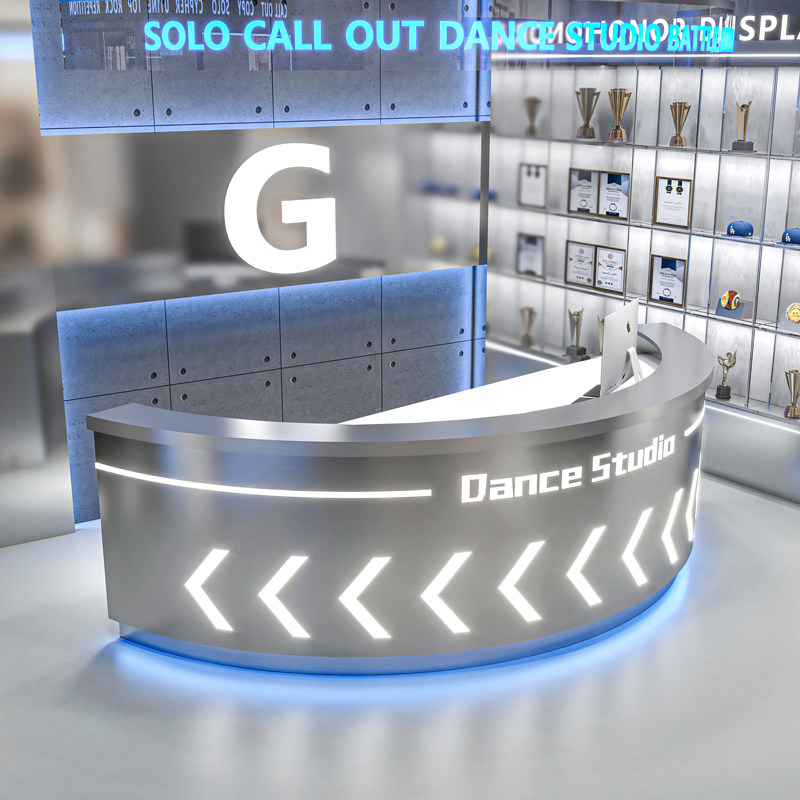 简约现代不锈钢前台接待台舞蹈室健身房弧形吧台理发店收银台柜台,商业/办公家具,收银台,淘宝优惠券,粉丝福利购,淘宝优惠卷