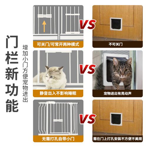 宠物围栏带猫门洞自由进出防狗不防猫门栏家用免打孔门挡大狗栅栏