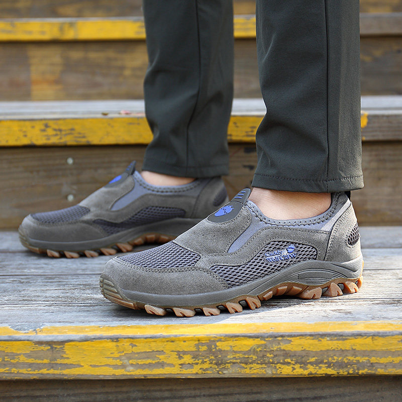 夏季牛筋底男鞋耐磨网面鞋男士防滑运动休闲鞋中老年大码鞋爸爸鞋