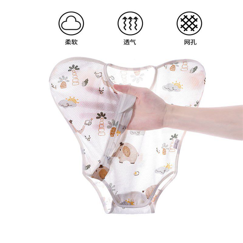 婴儿睡袋夏季薄款网纱透气投降式宝宝防惊跳0-5月新生儿睡袋