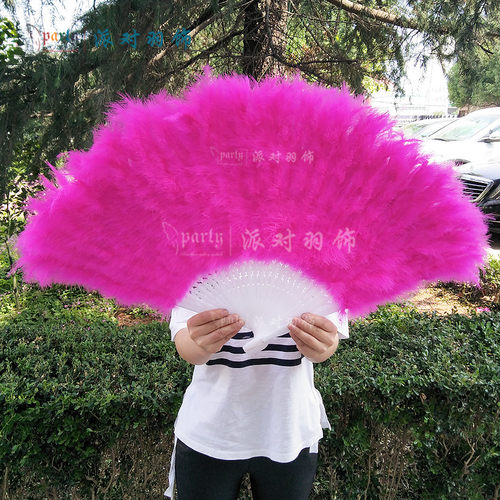 超大号扇子鸵鸟羽毛扇子成人舞蹈肚皮舞表演走秀羽毛扇子折扇古风
