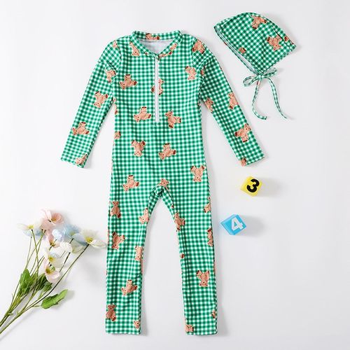 儿.童连体泳衣夏季中小童长袖长裤泳装男女宝宝温泉度假防晒套装