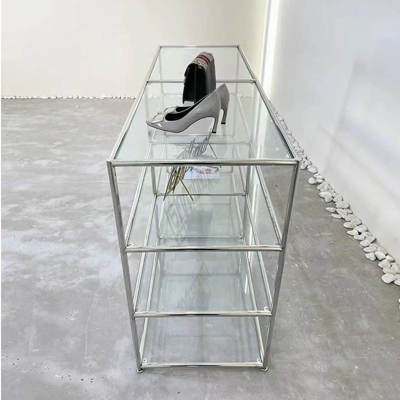 服装店鞋子包包饰品透明玻璃展示柜台橱窗收纳陈列货架多层展示架