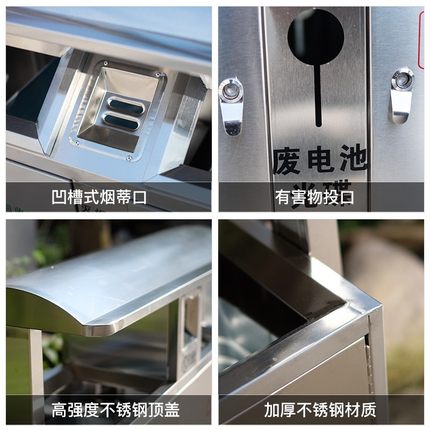 户外垃圾桶304不锈钢分类大号环卫垃圾箱 室外小区双桶果皮箱定制