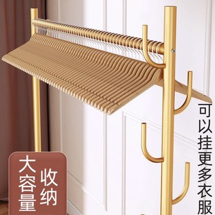 落地晾衣杆带轮滑动挂阳台外晒被子卧室内房间衣帽架加粗加厚结实