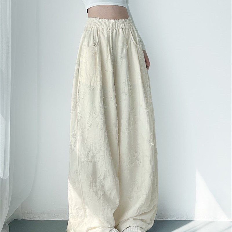 大码慵懒破洞乞丐裤女秋季新款胖mm梨形身材软糯个性肌理感阔腿裤,女装/女士精品,大码裤装,淘宝优惠券,粉丝福利购,淘宝优惠卷