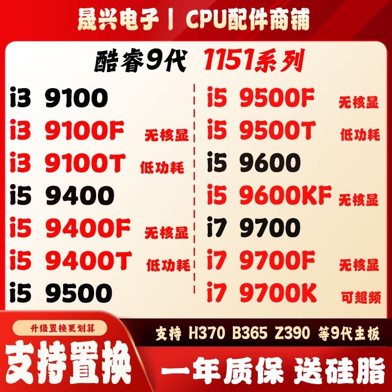 i3 9100f 9100 i5 9400f 9400 A9500T 9600k cc150 I7 9700K cpu - 实物图