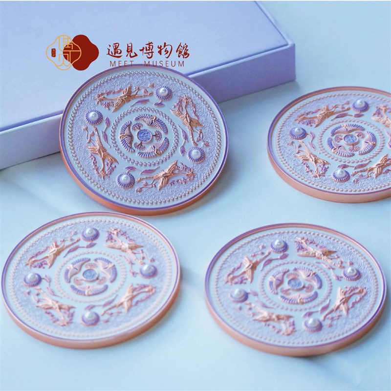 陕西省博物馆馆藏纹饰金鸾衔绶镜随身镜西安旅游文创纪念品礼盒装