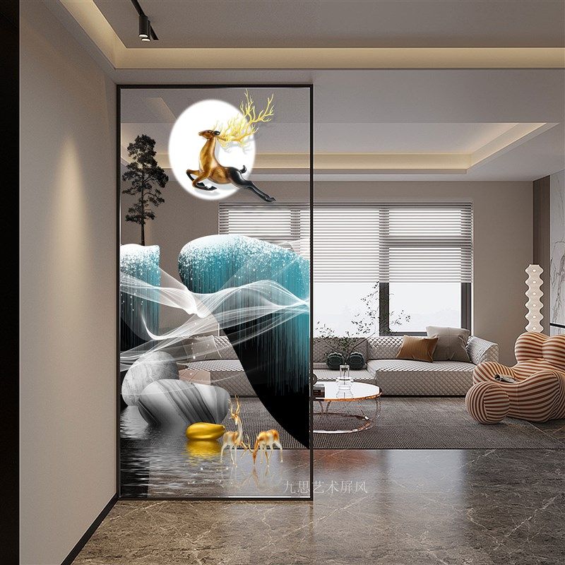 艺术玻璃屏风简约现代入户门玄关餐厅客厅遮挡隔断墙装饰家用定制,住宅家具,折屏,淘宝优惠券,粉丝福利购,淘宝优惠卷