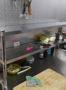 厨房不锈钢碗柜奶茶店台上收纳架工作H台面立架碟架操作台上置物