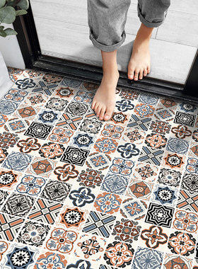 厨房地板贴d纸卫生间防水防滑浴室加厚自粘PVC宿舍瓷砖地面翻新贴