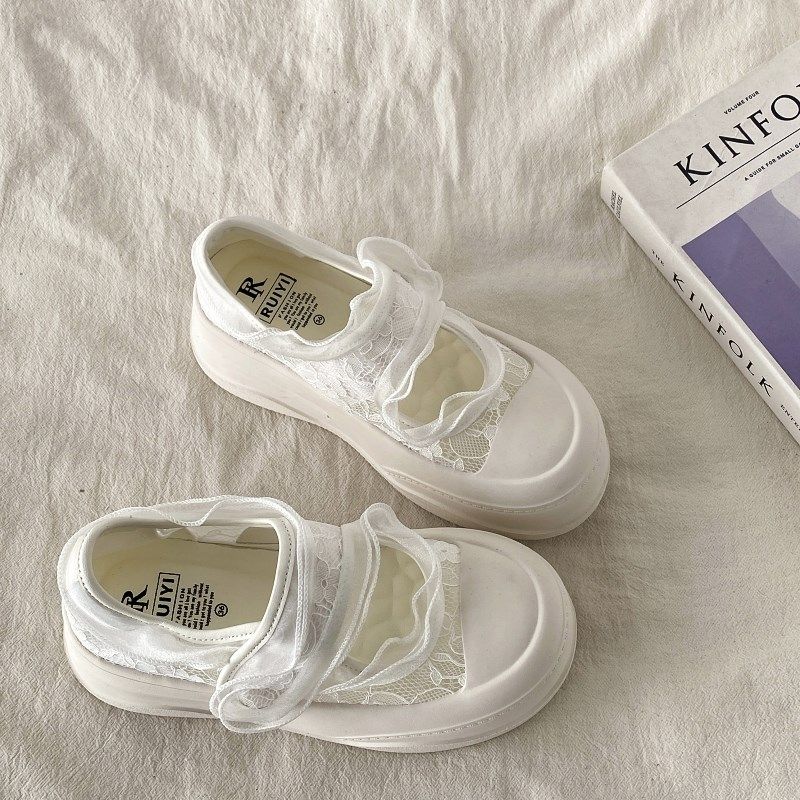 喜叔 夏季透气蕾丝厚底小白鞋女款丑萌镂空魔术贴板鞋玛丽珍凉鞋,女鞋,休闲板鞋,淘宝优惠券,粉丝福利购,淘宝优惠卷