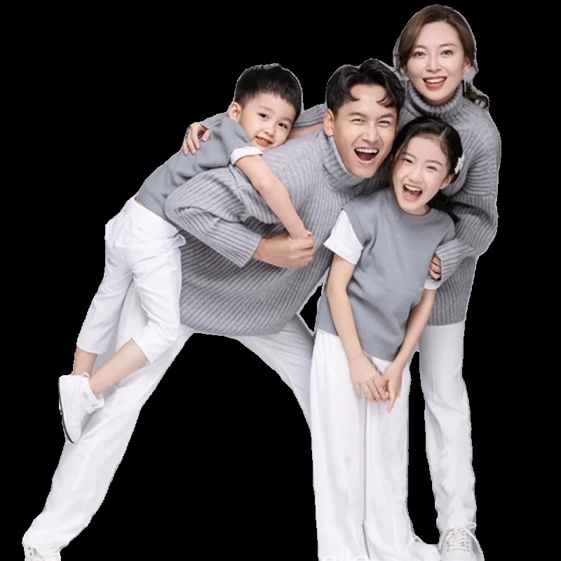 亲子装红色麻花毛衣影楼主题摄影过年新年亲子服一家四口拍照服装