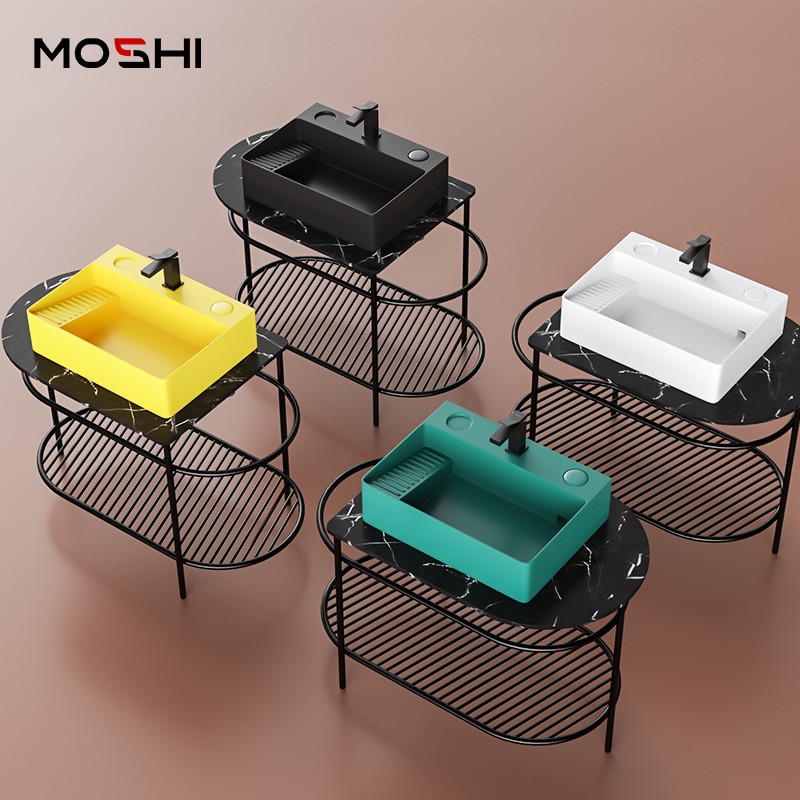 摩狮台控侧边下水台上盆带搓衣板后排水洗脸盆家用卫生间洗手单盆