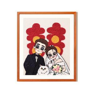 毛线戳戳绣定制diy手工材料包刺绣白首成约戳戳乐结婚礼物送新人