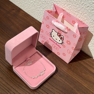生日礼物Kitty猫纯银皓石手链女高级感可爱银手环学生送闺蜜手饰