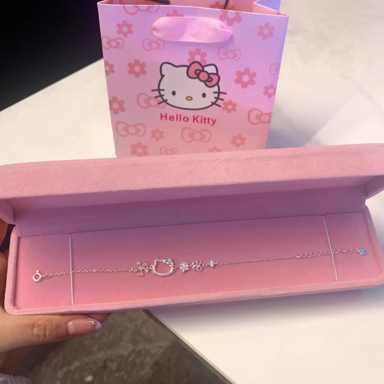 生日礼物kitty猫纯银手链