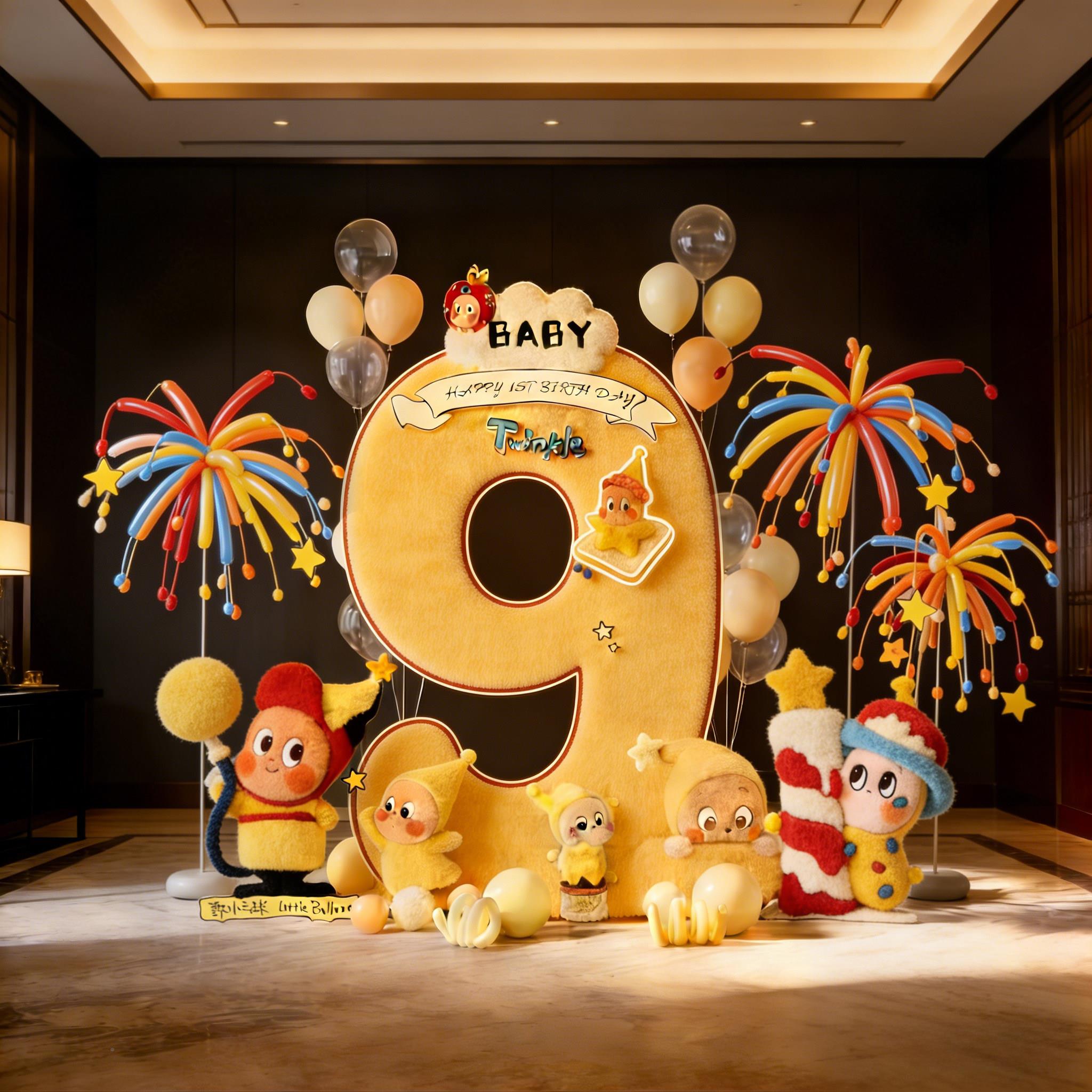 星星人主题派十岁生日布场置景装饰宝宝对女气球kt板套装仪式感孩