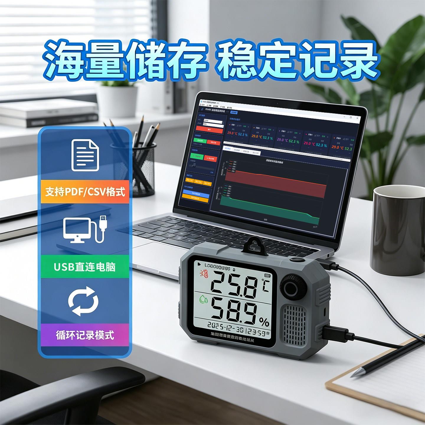 温湿度计记录仪高精度工业温湿度检测大棚藏温器车冷药房控仪温湿