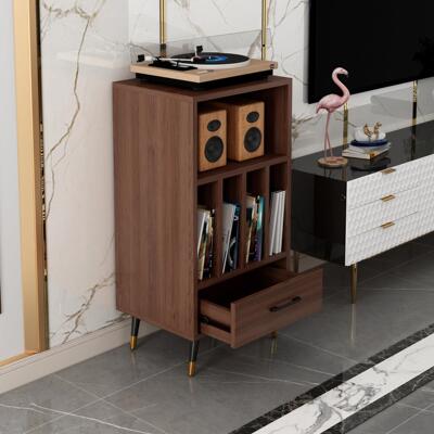 黑胶唱片机柜黑胶唱机架双层收纳柜子唱片机置物架桌