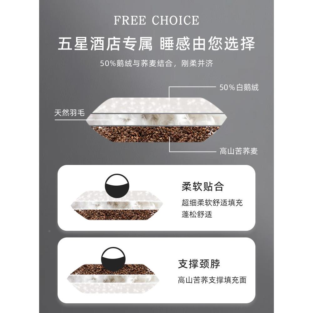 森福芯荞麦枕羽绒枕级五星酒店枕颈得椎QMZ01支撑睡眠家庭健康枕