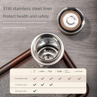 佳特保温杯男士大容量水杯316L不锈钢男孩茶和水分离便携式黑色商