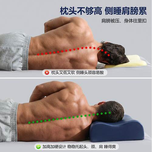 健身头专用记忆棉枕加眠高硬大体型胖男士枕芯护颈椎ALYZ2600助睡
