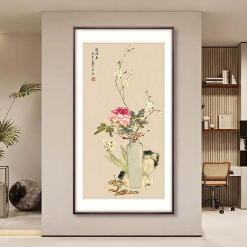 岁花朝清供十字绣2026新款客Q869厅手工刺绣级高名图画花卉玄关装