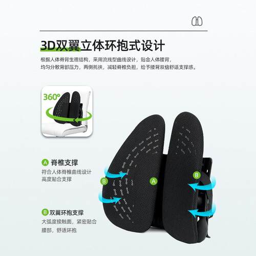 办囊公人体工学汽室人体工学腰垫腰托 托护腰靠垫座子椅靠背垫车