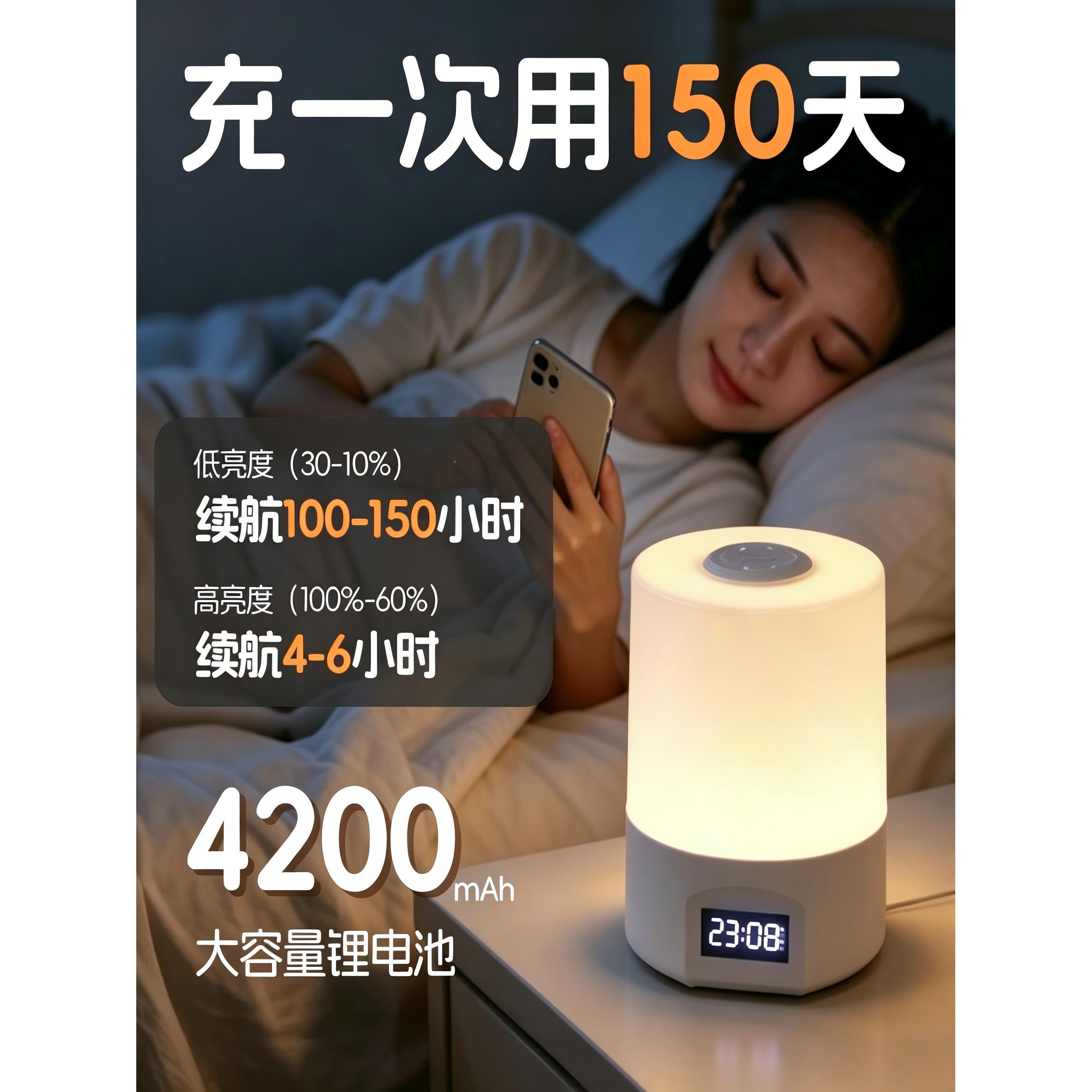 床头玩手机护眼长续室航遥控充灯电1019卧睡眠灯看书阅读三色小夜