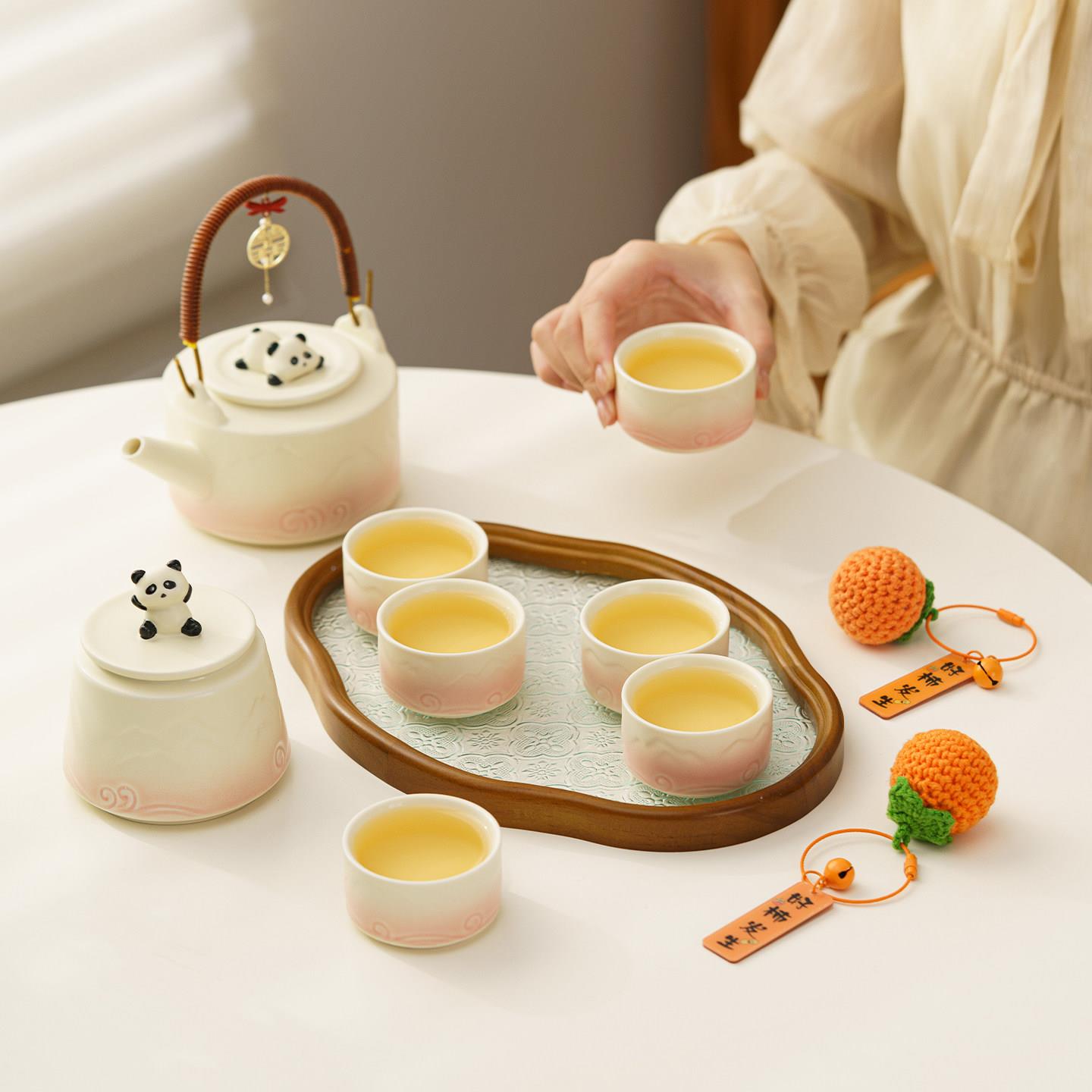 知仲夏己送新人新婚礼物熊猫结婚茶套AL250927装送闺订婚实用茶具