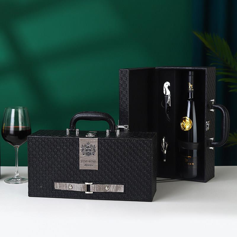 高包档红酒装礼盒双瓶红酒定盒制四支葡萄QPB酒空盒子装六支装皮