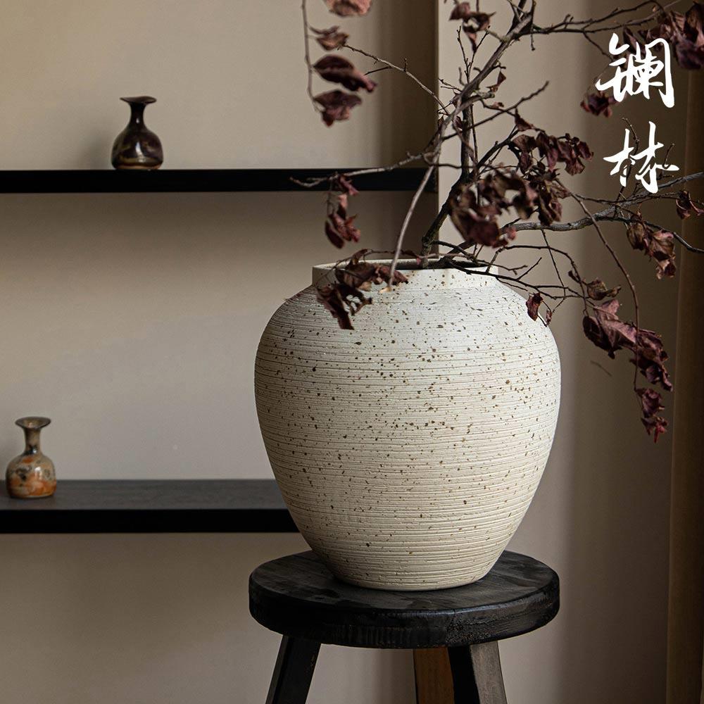 现代白简约白色风花瓶侘寂种装饰摆饰插干 干燥树枝大号T-212台面