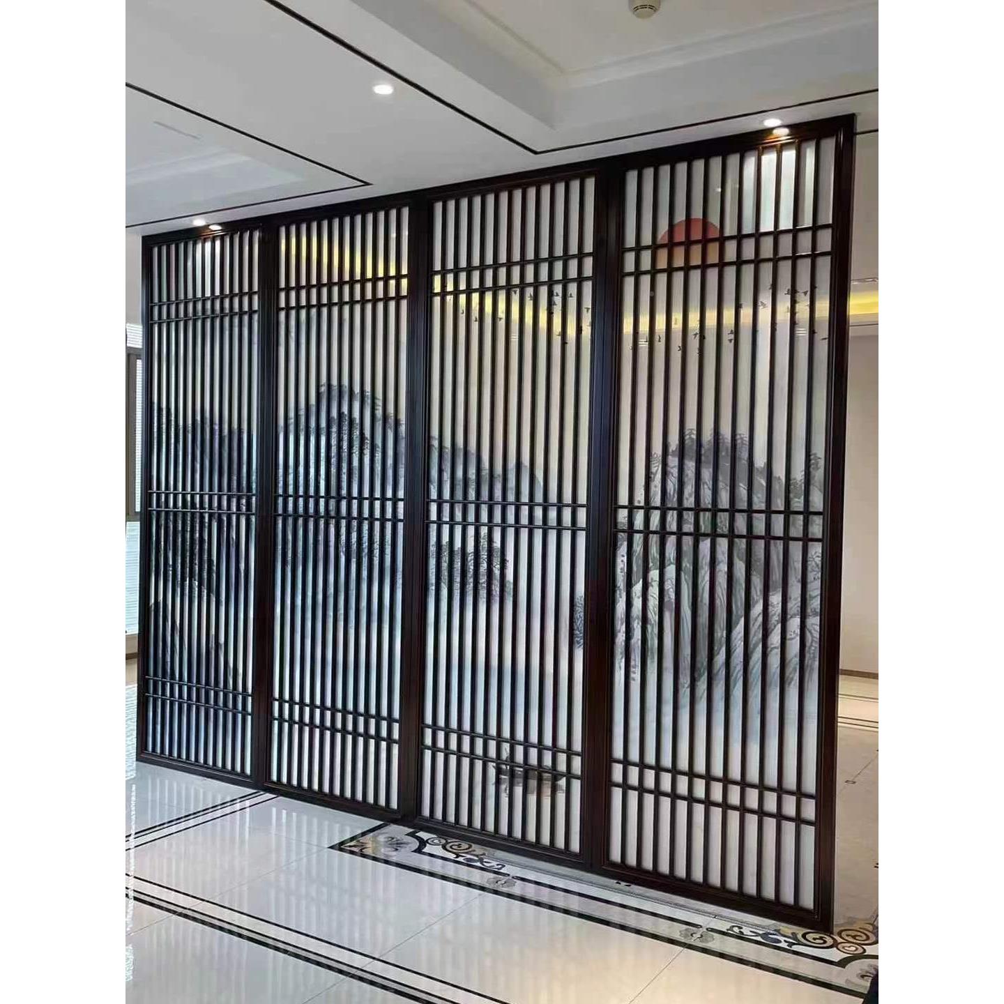 新式中898实木屏隔断家居入口风木栅背景工作服酒店锅店木制品装