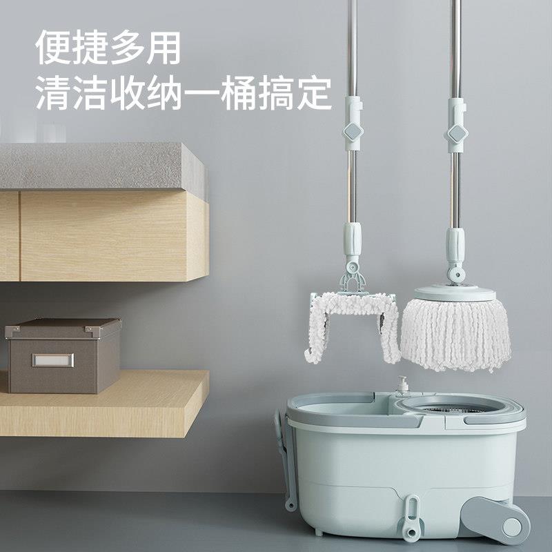 自旋转拖把杆通用免手洗拖家用一拖净墩布把桶拖地动拖甩干懒人布