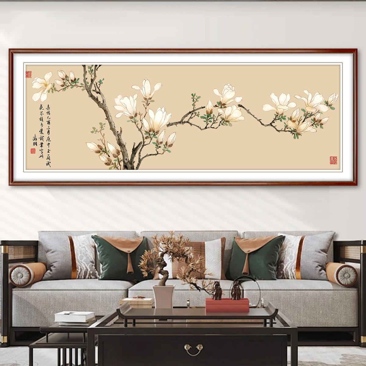 玉单兰花十字2025新款高级客厅简大气花Q762绣草名画画手工刺绣