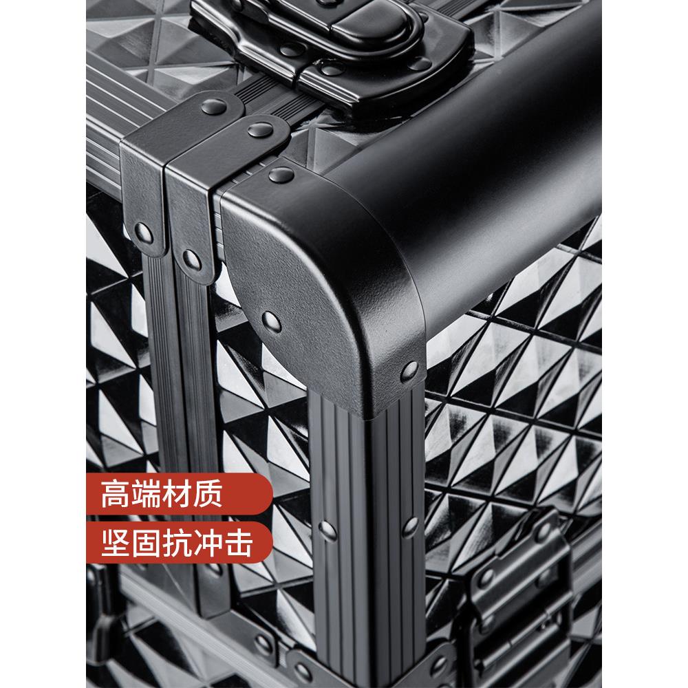 2023新款高级铝合金大号拉-9双抽屉业杆化妆箱工专妆跟师美甲纹绣