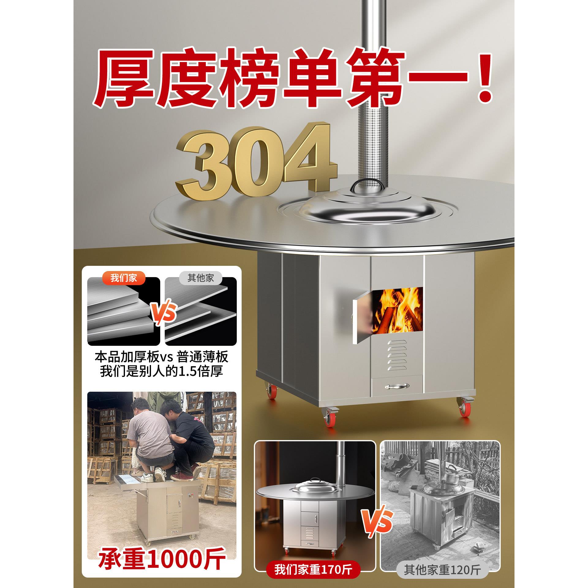 04新PDX款不锈钢柴灶农家用可移动柴火炉烧火木柴大村号烟无铁锅