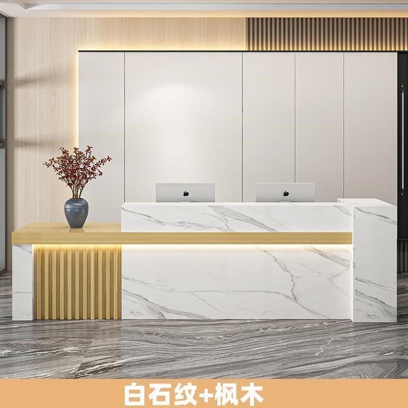 新中式公司前台接待台吧台收银台大厅柜台现代简T约店铺小型办公