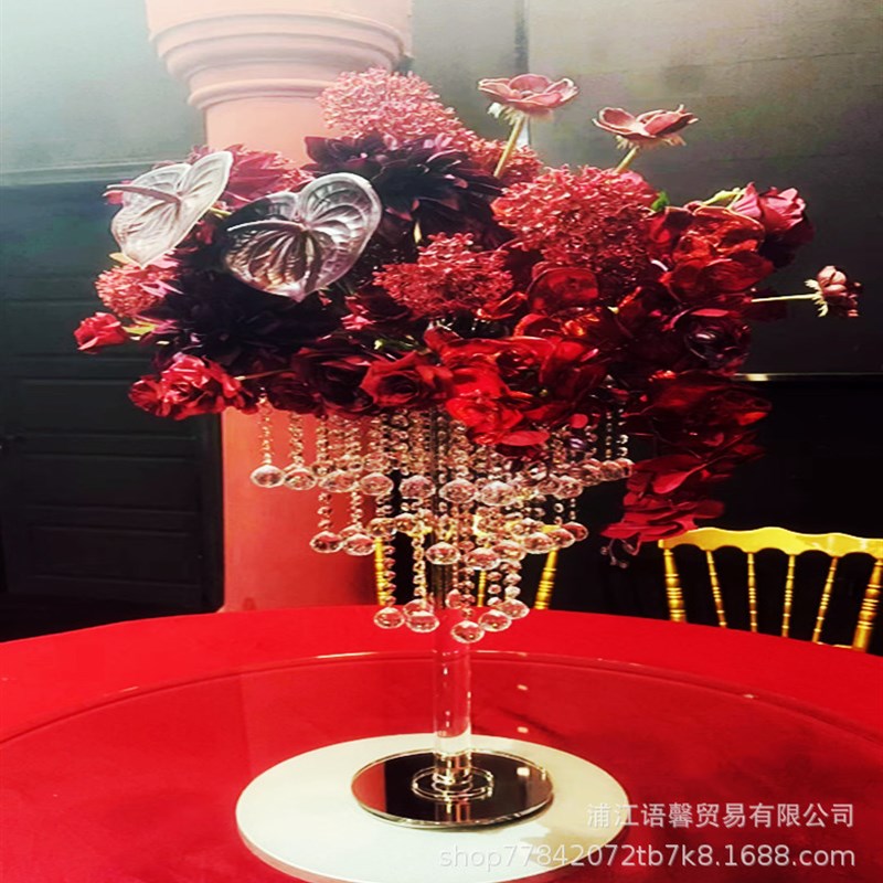 水晶欧式花架浪漫婚礼婚庆摆件酒店餐厅样板房软装生日插花蛋糕塔