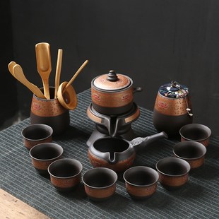 办公室冲茶器 紫砂家用懒人石磨泡茶壶半自动茶具客厅功夫茶杯套装