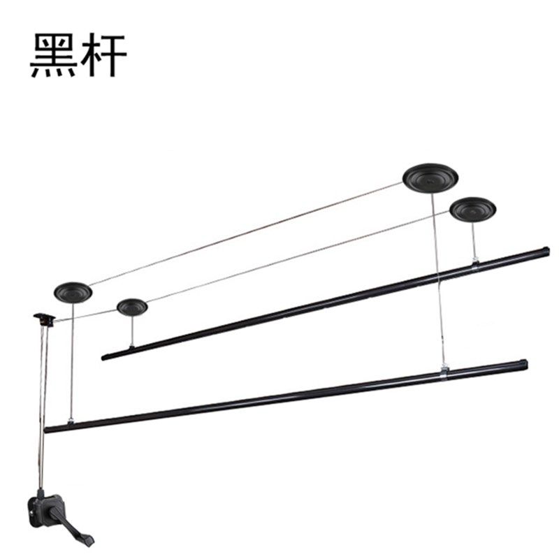 鑫晨悦 阳台升降晾衣架 黑白色圆杆顶装 手摇自动 晾衣晾被杆安装