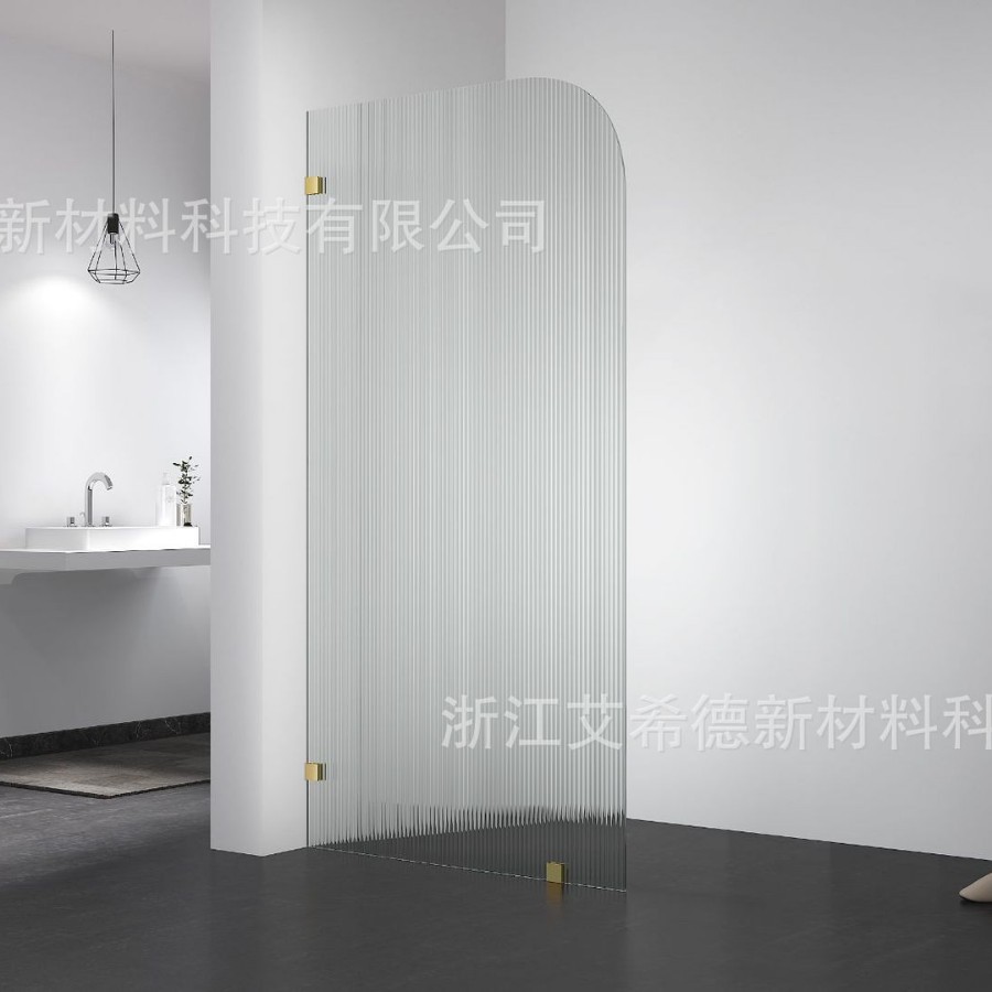 超白玻长虹玻璃隔断步入式淋浴房干湿分离简易淋浴屏风浴屏