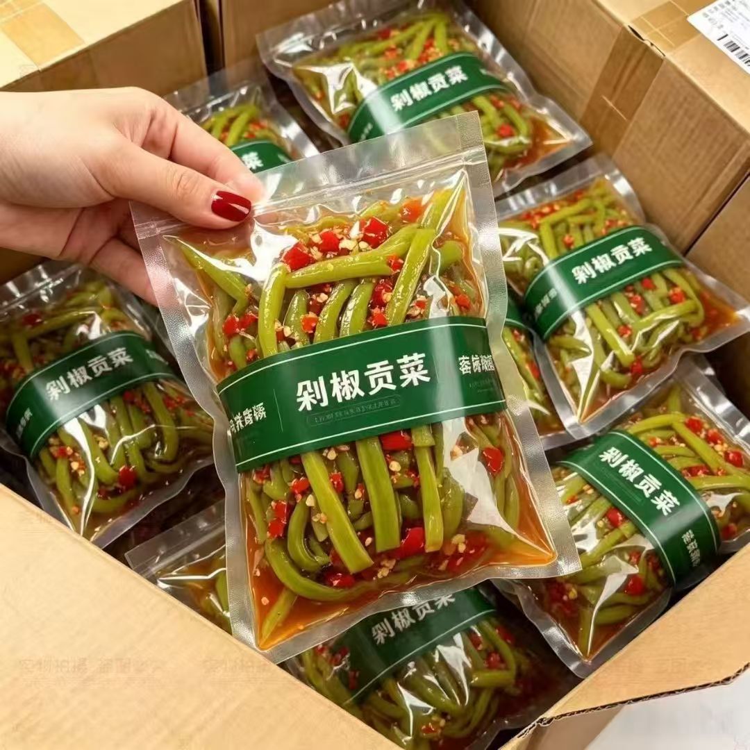 特价2大袋】正宗剁椒贡菜脆爽即食袋装下饭菜开味苔菜咸菜贡菜干