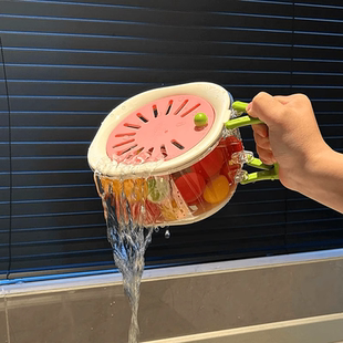 客厅茶几家用高端精致高颜值果盘滤水洗菜盆 水果盘沥水篮2025新款
