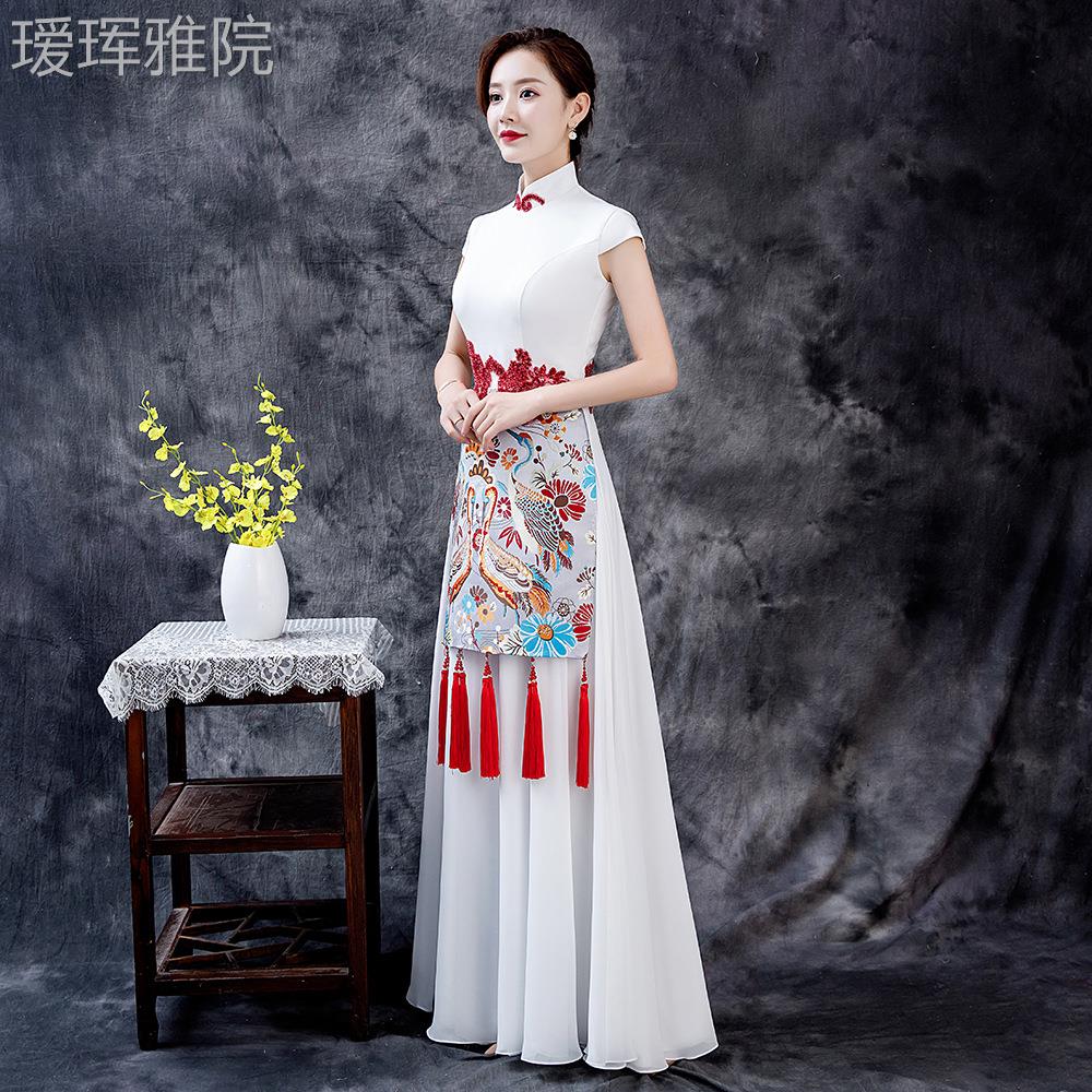 2025新款新款宴会特晚礼服大码合模舞台走秀团队唱演出服色旗袍春