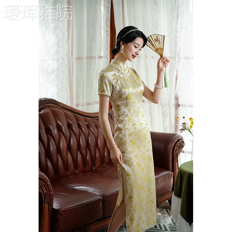 2025新款式新中旗版袍夏季改新品女装复古修身旗袍良连衣裙